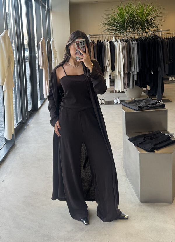 Long Cardigan Laced 3PC Pants Set