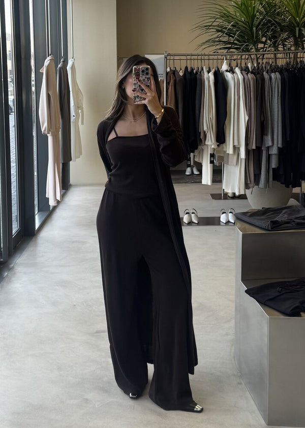 Long Cardigan Laced 3PC Pants Set