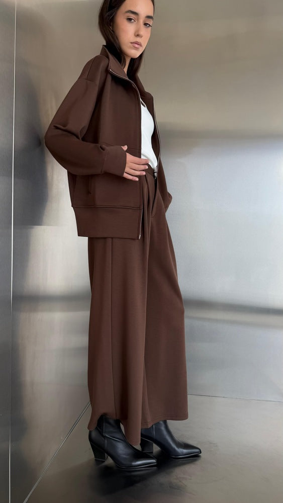 Stand Collar Zippered 2PC Set