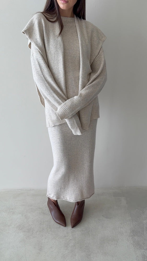 Scarf Knitted Skirt Set