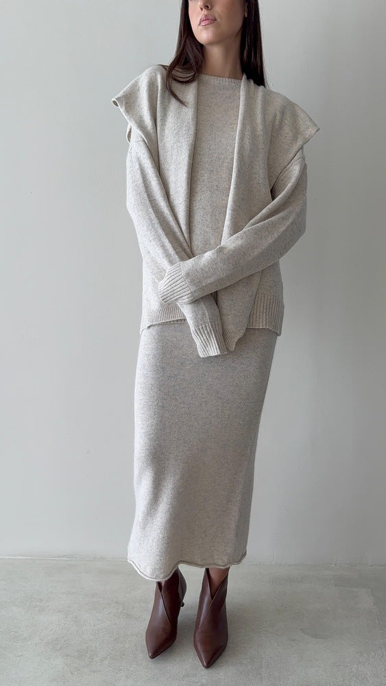 Scarf Knitted Skirt Set
