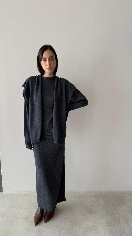 Scarf Knitted Skirt Set