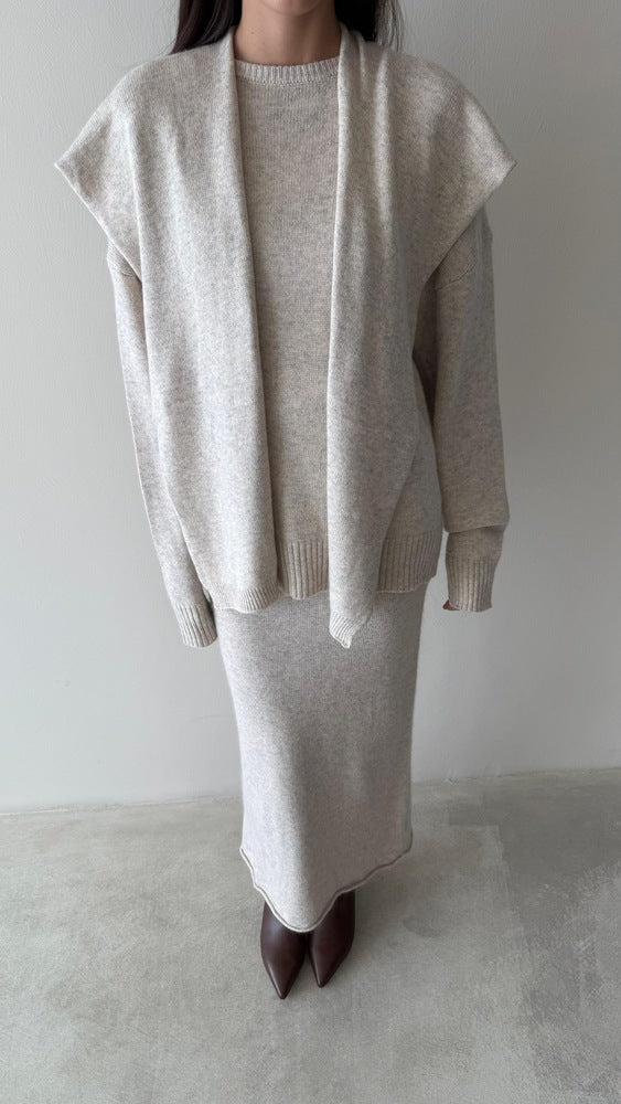 Scarf Knitted Skirt Set
