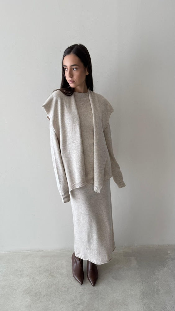 Scarf Knitted Skirt Set