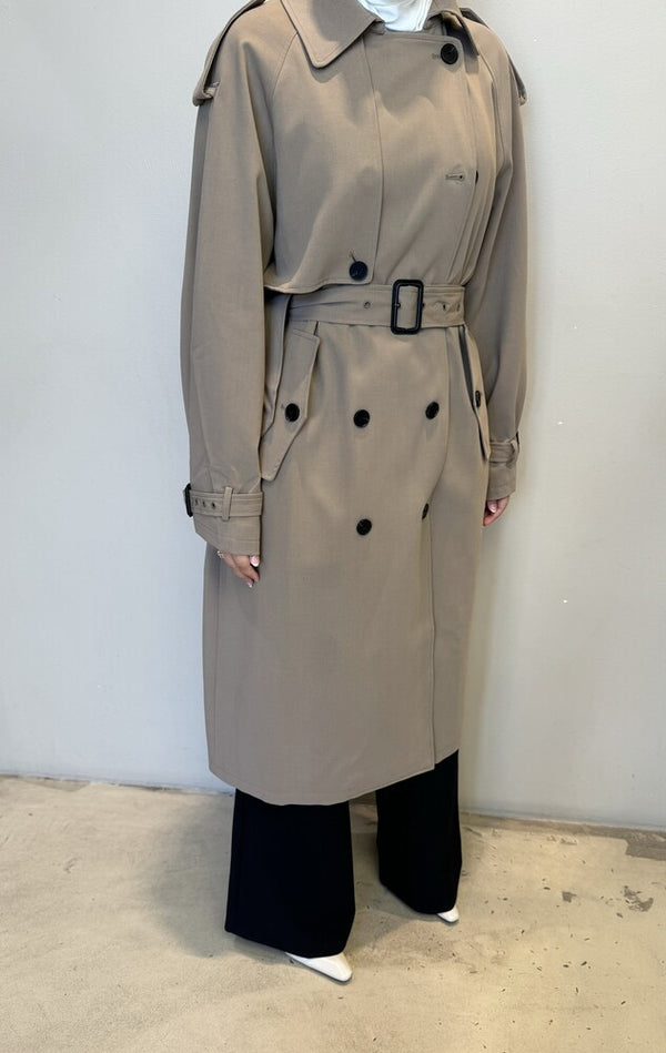 Black Buttoned Trench Coat