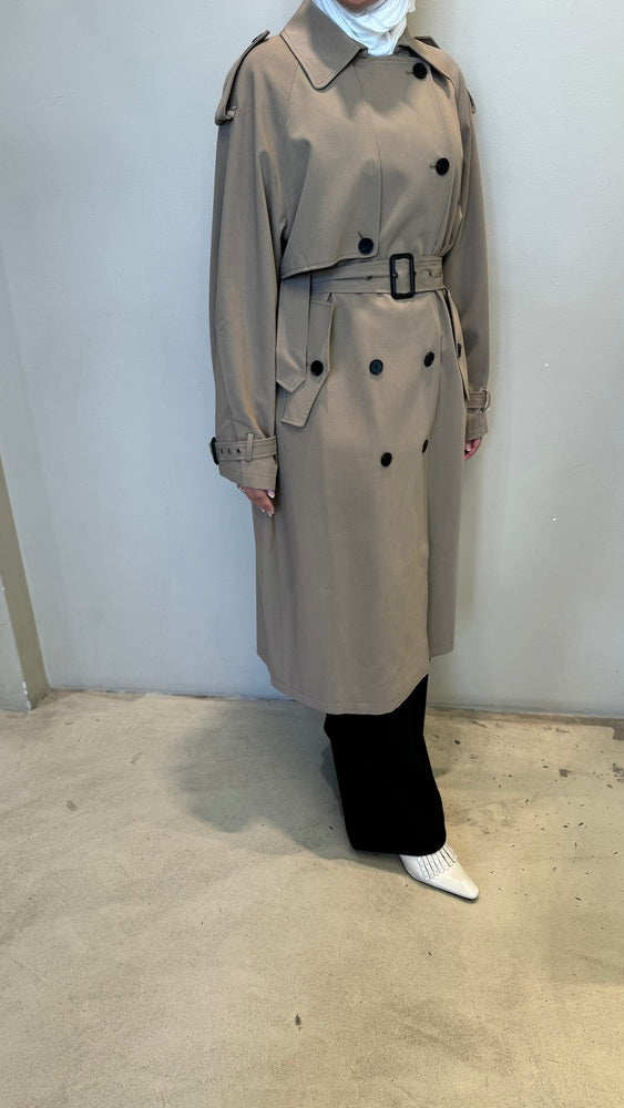 Black Buttoned Trench Coat