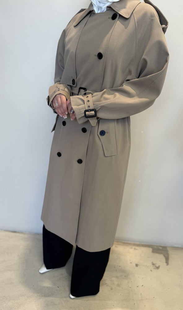 Black Buttoned Trench Coat