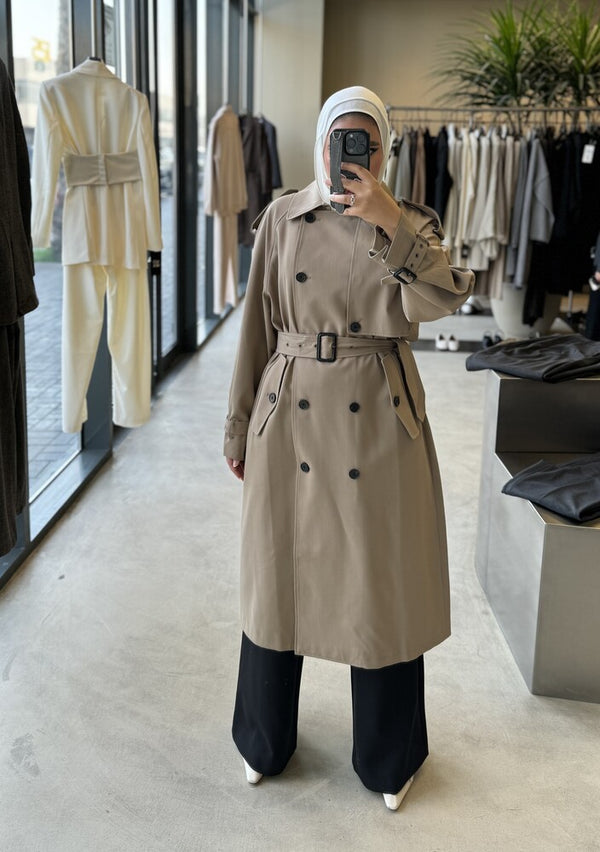 Black Buttoned Trench Coat