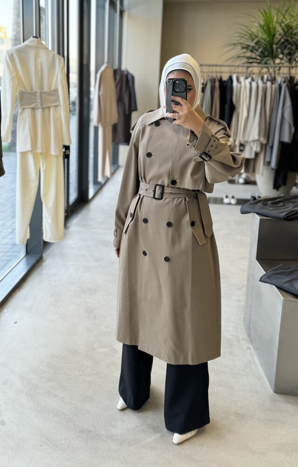 Black Buttoned Trench Coat