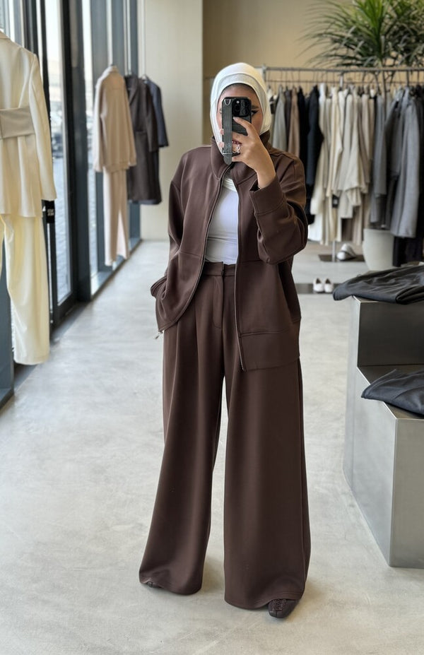 Stand Collar Zippered 2PC Set