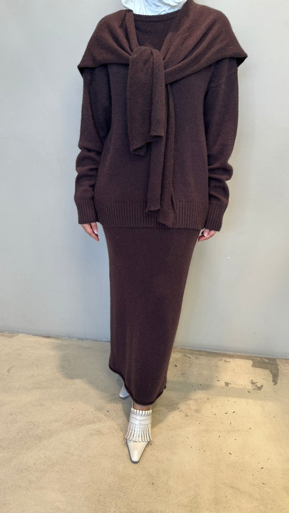 Scarf Knitted Skirt Set
