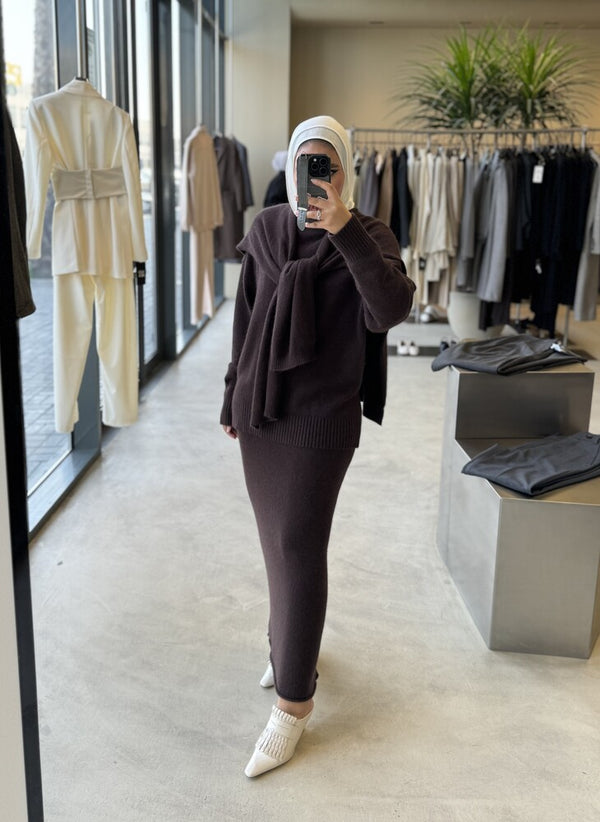 Scarf Knitted Skirt Set