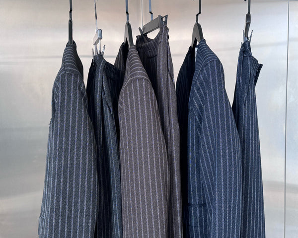 Vneck Pinstripe Belted Woolen 2PC Set
