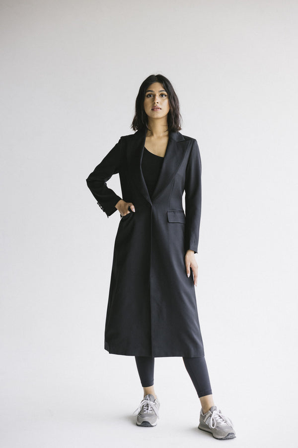 Single Breasted Solid Color Trench Coat بليزر