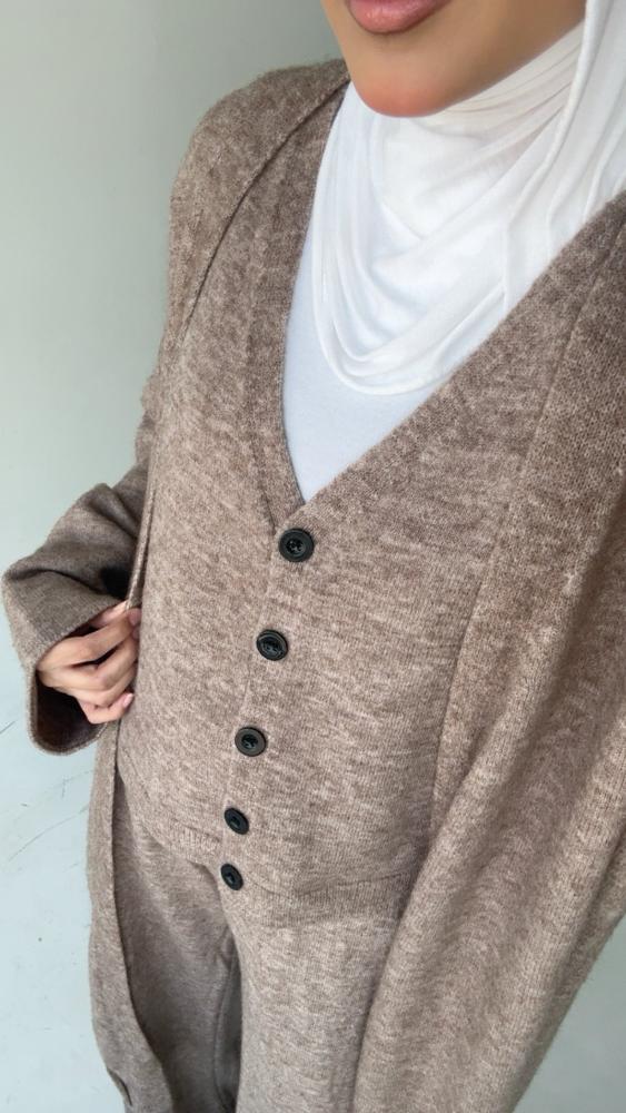 Knitted Cardigan Vest 3PC Setsملابس كاملة / أطقم