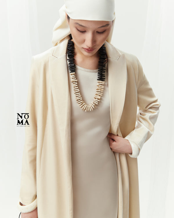 Velvet 2-in-1 Long Blazer w/ Satin Dress Set