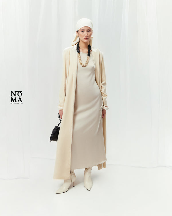 Velvet 2-in-1 Long Blazer w/ Satin Dress Set