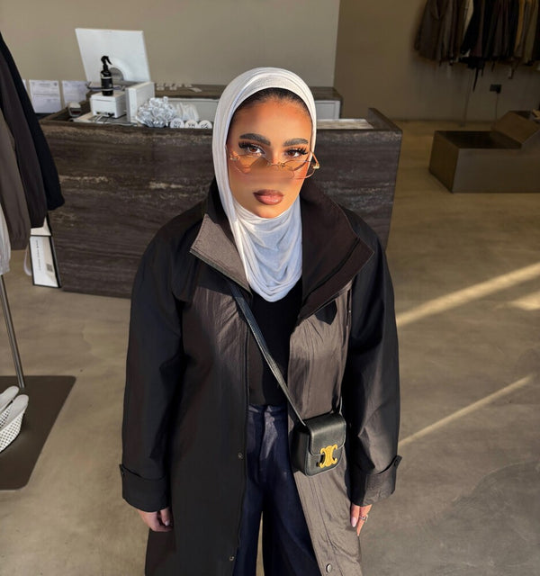 Zip-button High-neck Windbreaker