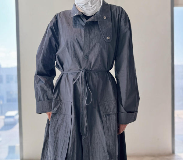 Trench Coat Drawstring Stand Collar