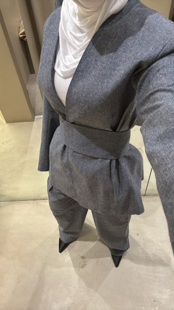 Tri-line Stitch 2PC Set w/ Wide Belt