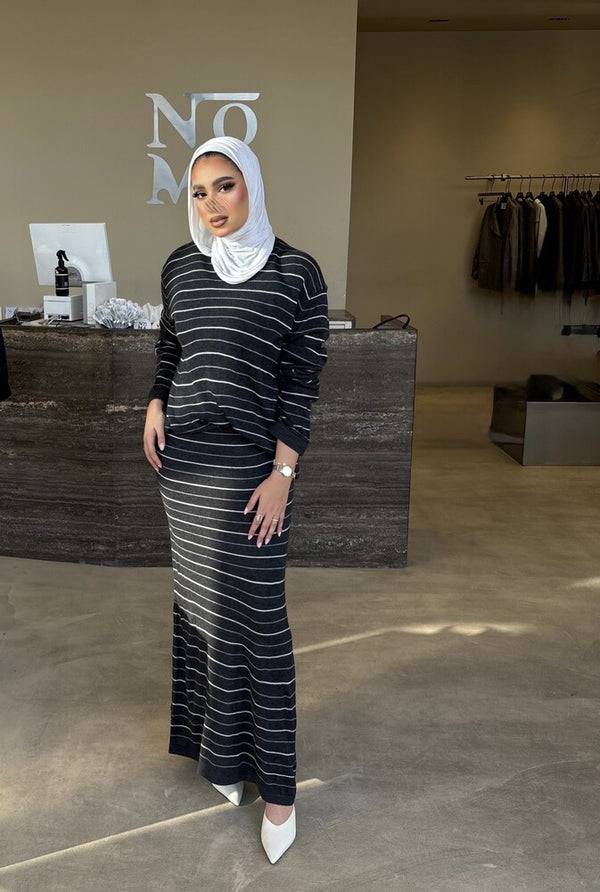 Horizontal Stripe Knit  Set