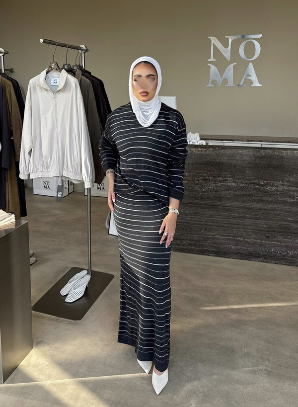 Horizontal Stripe Knit  Set