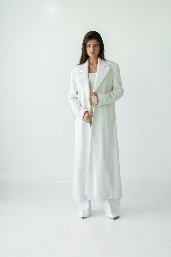 Single Button Long Coat with Trouser Set