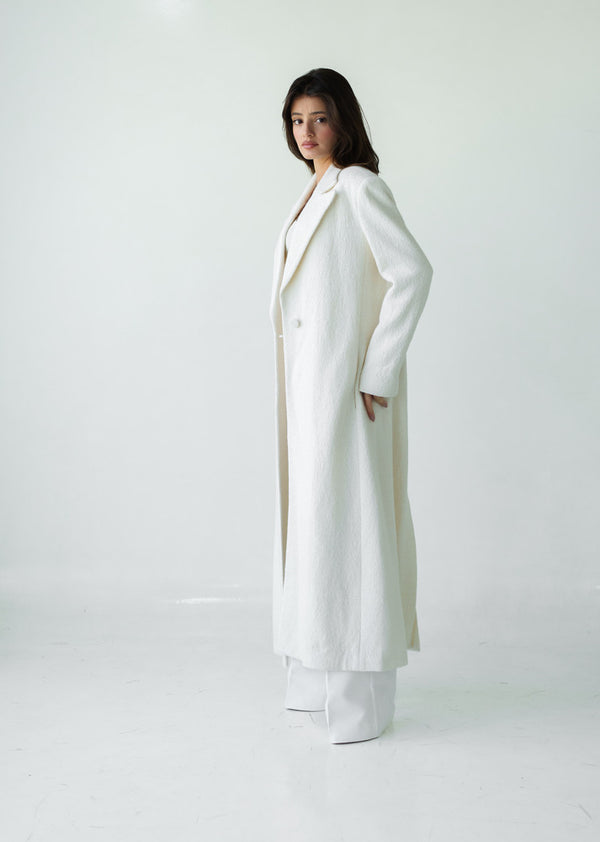 Single Button Long Coat with Trouser Set