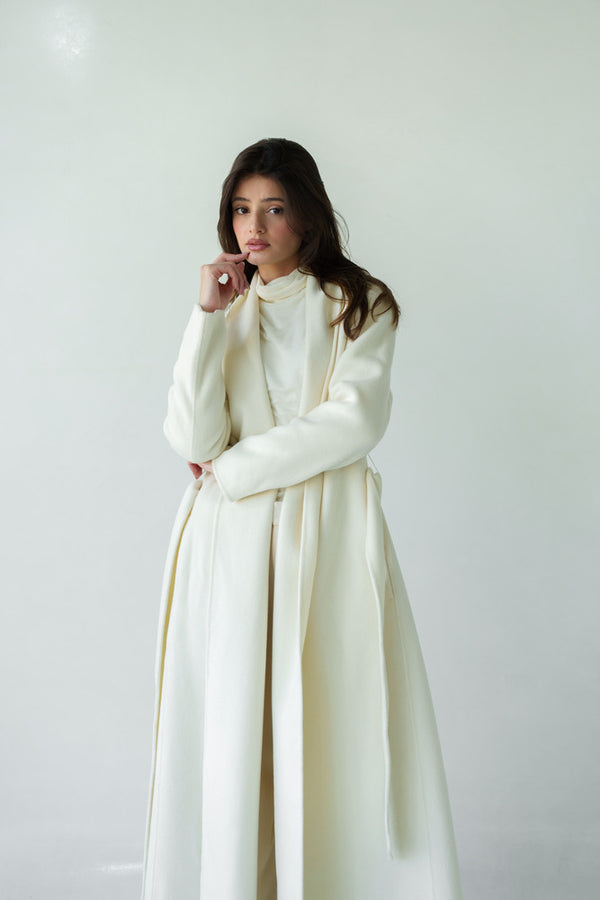 Open Belted Long Coat 3PC Set