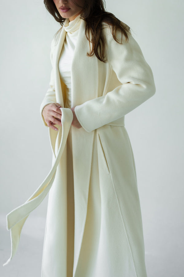 Open Belted Long Coat 3PC Set