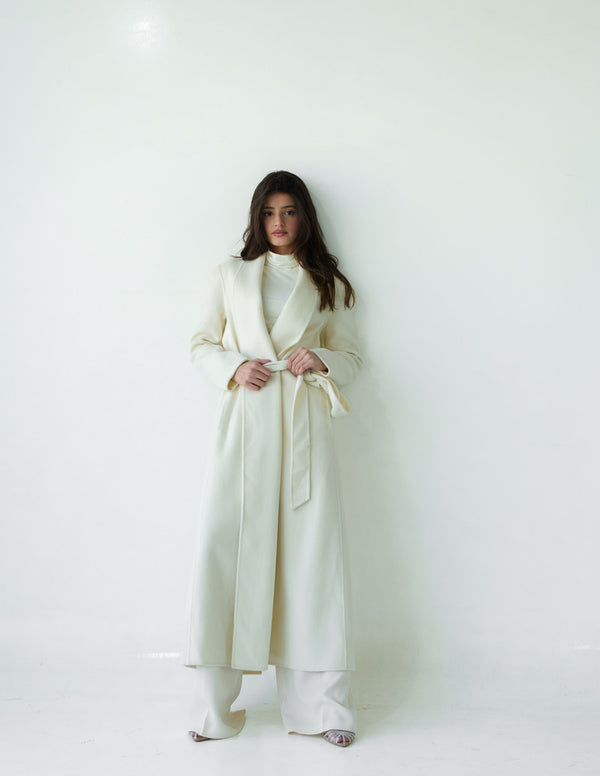 Open Belted Long Coat 3PC Set