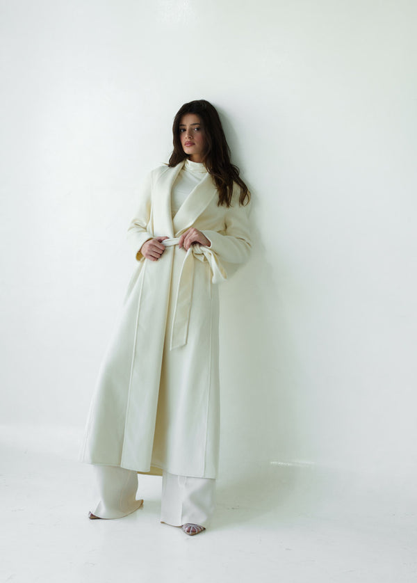 Open Belted Long Coat 3PC Set