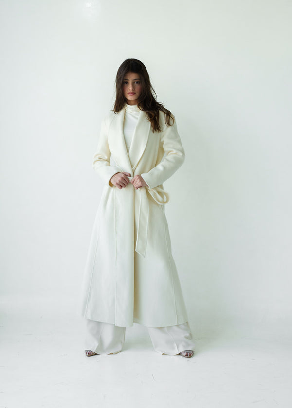 Open Belted Long Coat 3PC Set