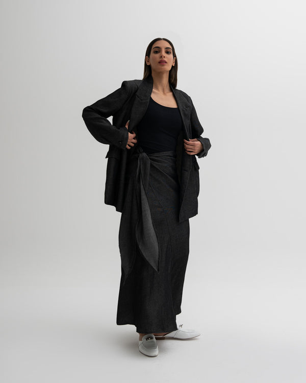2PC Fashioned Shirt + Skirt Set