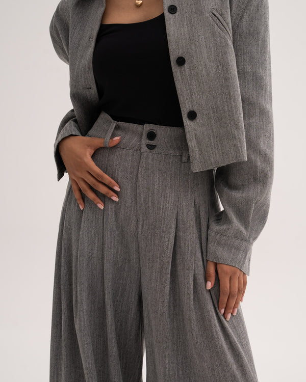 Crop Blazer 4 Buttons  Set