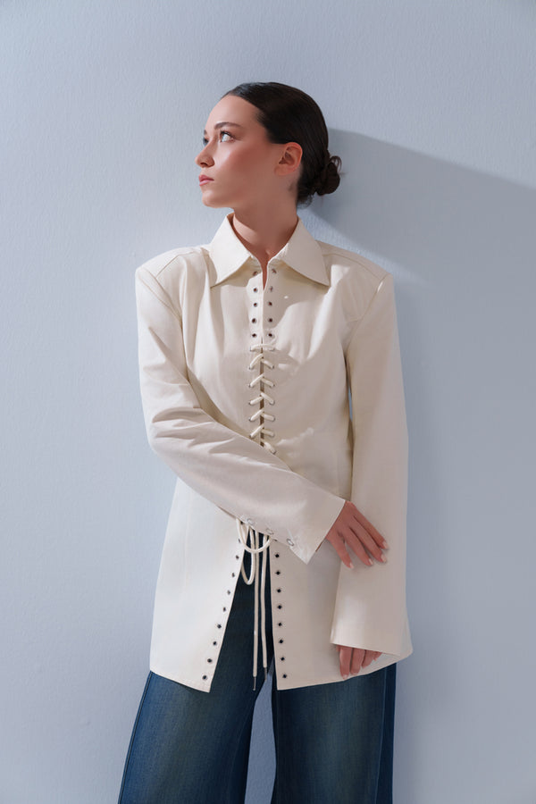 Bandage Drawstring Blouse