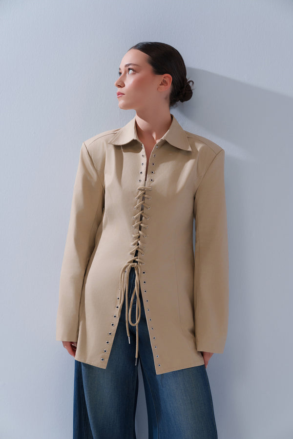 Bandage Drawstring Blouse