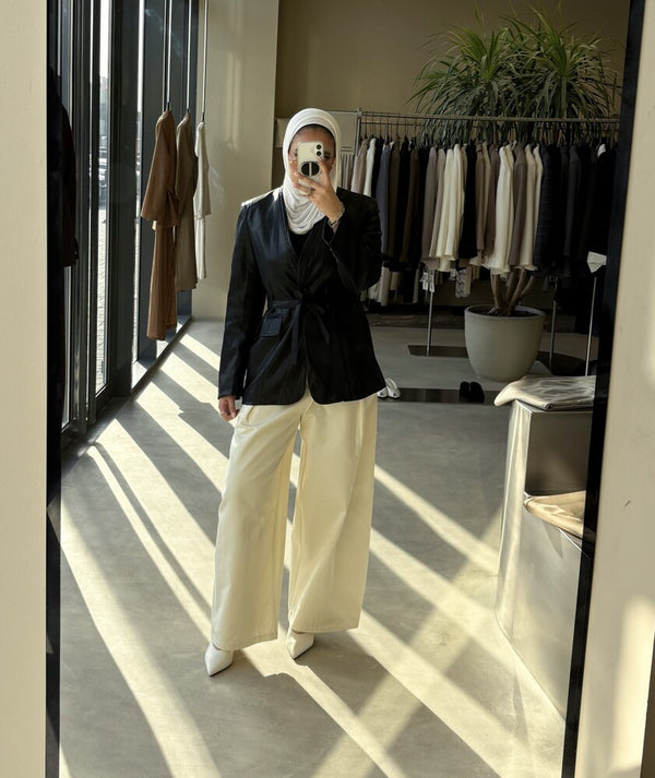 Vneck Leather Jacket w/ Belt