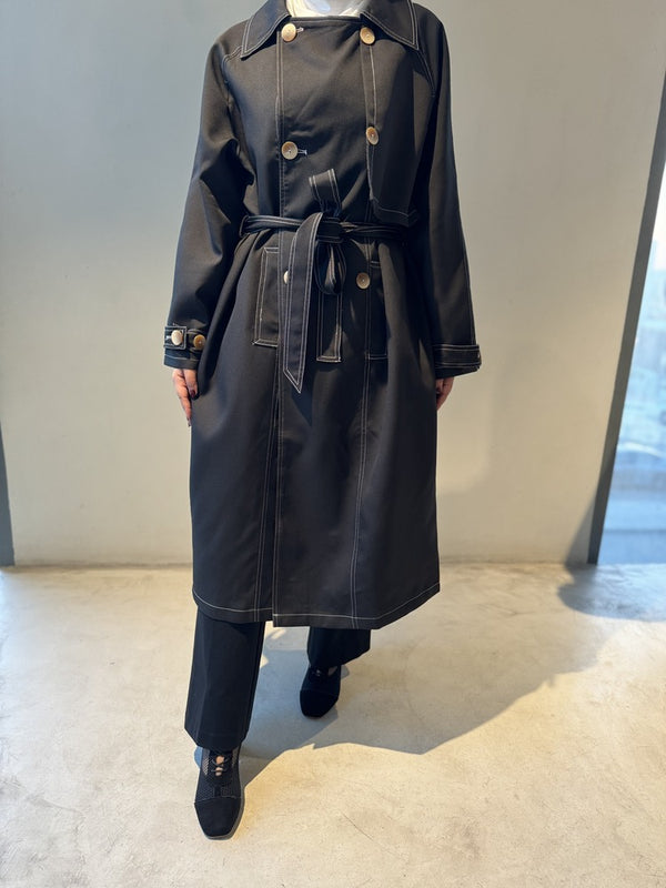 Trench Coat For Women Lapel Double Breasted Fashion Long Windbreaker