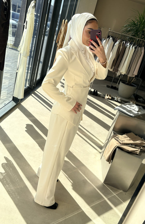 Asymmetrical Hemline Blazer Set