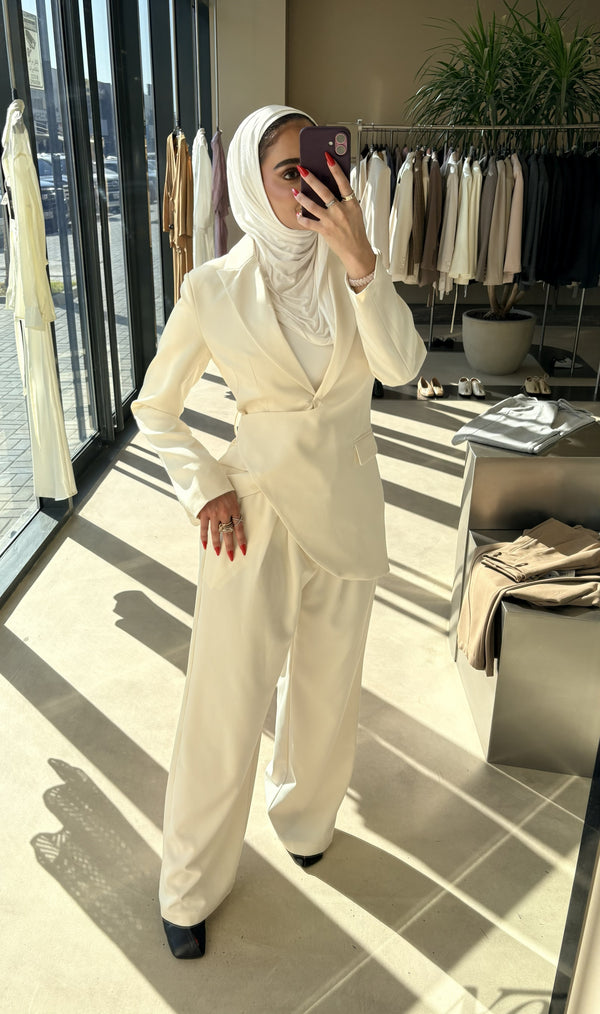 Asymmetrical Hemline Blazer Set