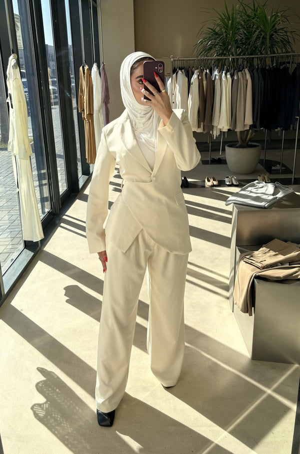Asymmetrical Hemline Blazer Set