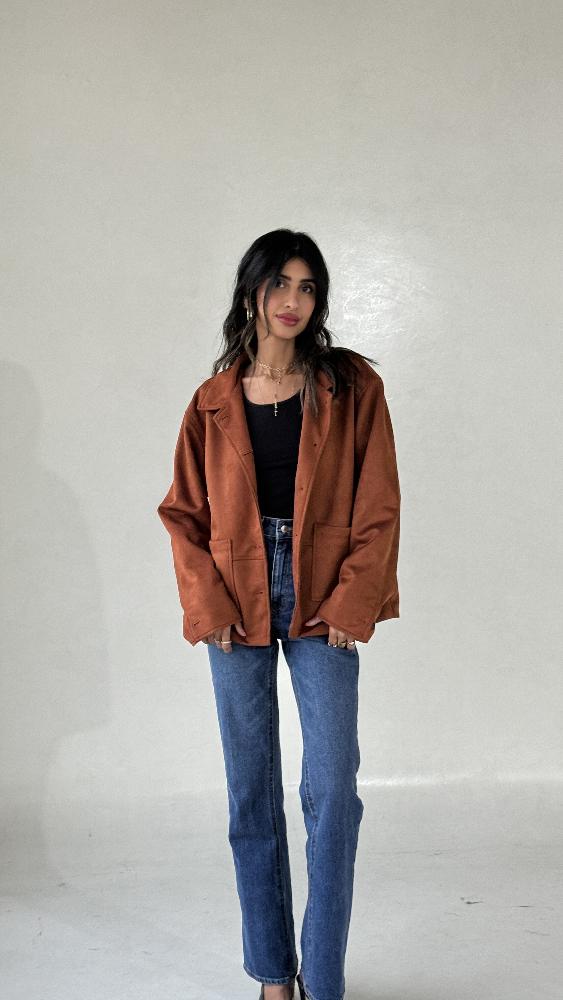 Retro Suede  Jacketالسترات الخارجية / البليزرات