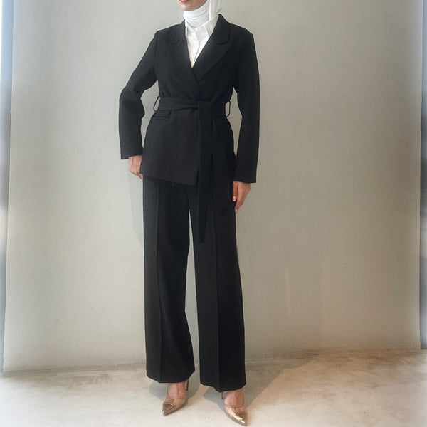 Long Sleeve Black Loose Fit Women Fashion Tide 2 Sets