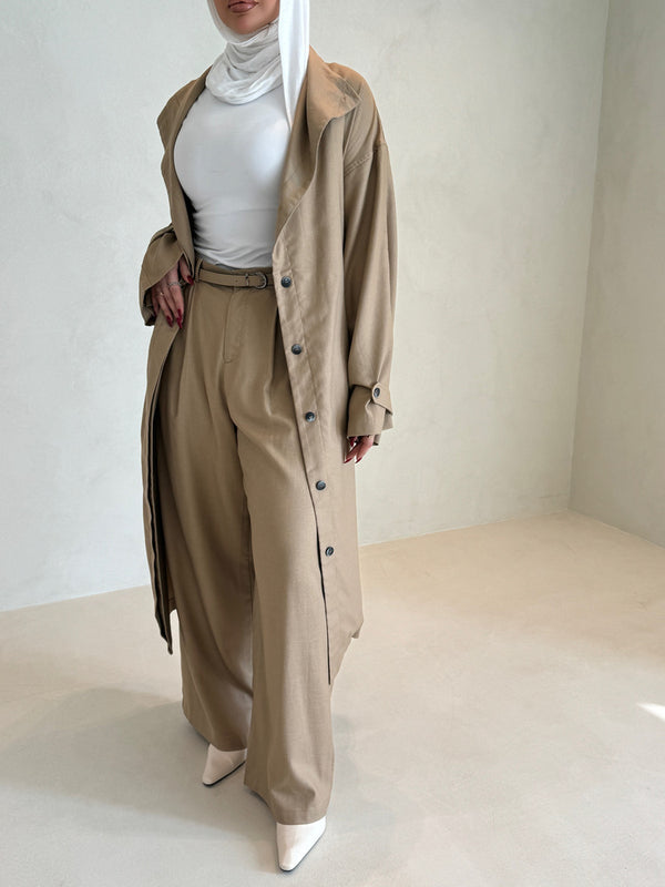 Turtleneck Trenchcoat w/ Pants Set