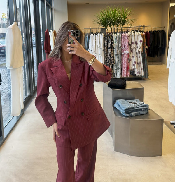 6 Buttons Striped Blazer Pants 2PC Set