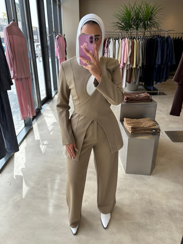 Hollow Asymmetry Blazer Pants SetX