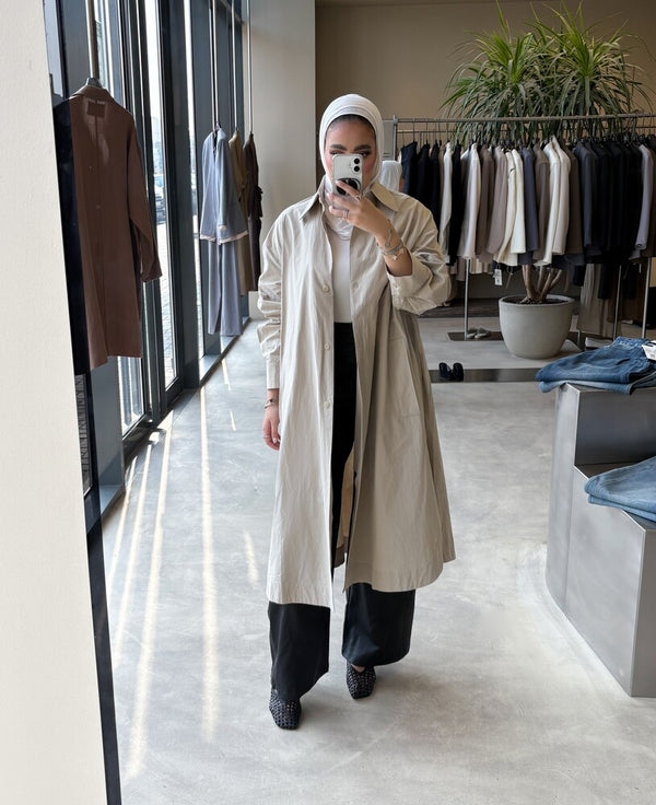 Button-down Midi Belted Jacket