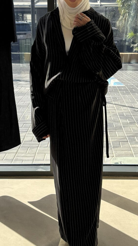 Striped Wrap Skirt Set