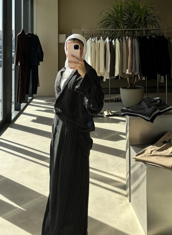 Striped Wrap Skirt Set